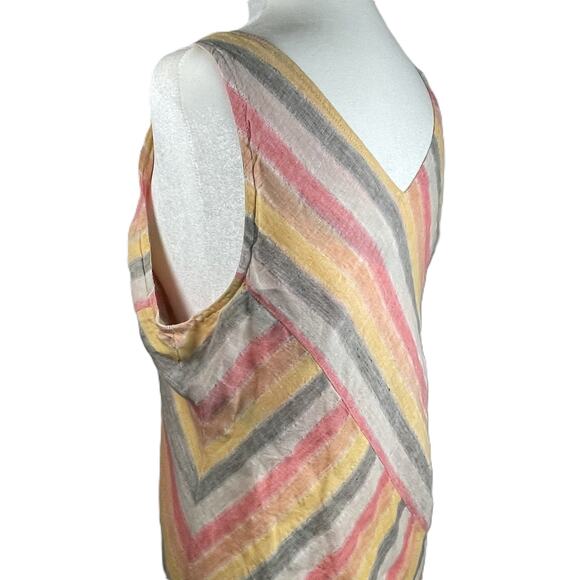 J Jill Love Linen Petite M Striped Linen Maxi Dress Summer Coastal Casual‎ Lined - Picture 6 of 14
